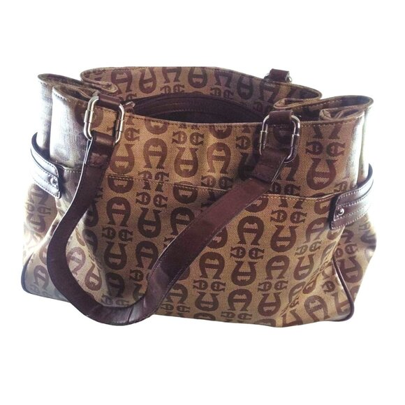 Etienne Aigner Monogram Canvas & Faux Leather Tote Bag - Picture 6 of 16